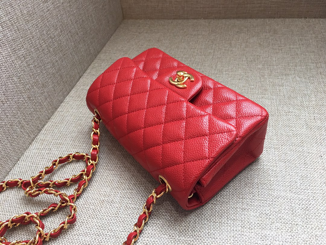 Small Classic Flap Caviar Bag A01116 Red/Gold